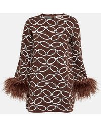 Valentino - Feather-trimmed Intarsia Top - Lyst