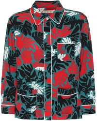 Marni Hemd mit Blatt-Print - Blau