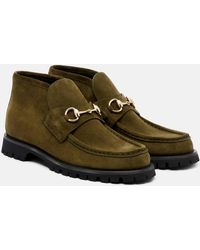 Gucci - Horsebit Suede Ankle Boots - Lyst