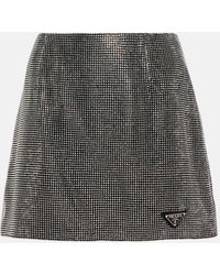 Prada - Crystal-embellished Miniskirt - Lyst
