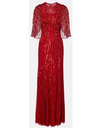 Jenny Packham - Violetta Embellished Caped Gown - Lyst