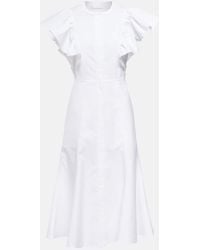 Chloé - Ruffle-trimed Cotton Midi Dress - Lyst