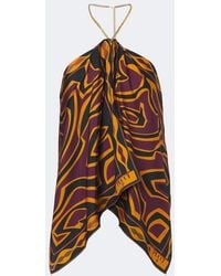 PUCCI - Labirinto Silk Twill Halterneck Top - Lyst