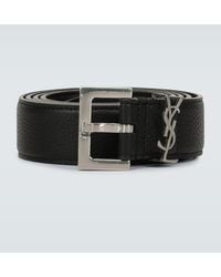 Saint Laurent - Slim Grained Leather Belt - Lyst