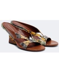 Dries Van Noten - Snake-Effect Leather Mules - Lyst