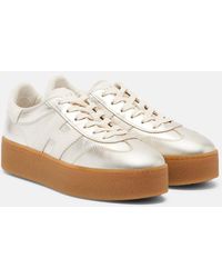 Hogan - H698 Metallic Leather Platform Sneakers - Lyst