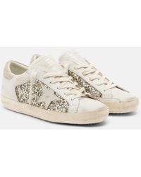Golden Goose - Super Star Glitter Leather Sneakers - Lyst