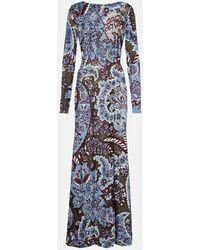 Etro - Paisley Crepe Jersey Maxi Dress - Lyst