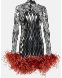 ‎Taller Marmo - Williams Feather-trimmed Sequined Minidress - Lyst