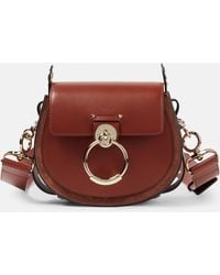 Chloé - Tess Small Suede-trimmed Leather Shoulder Bag - Lyst