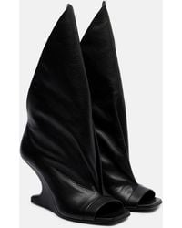 Rick Owens - Cantilever Leather Peep-Toe Boots - Lyst