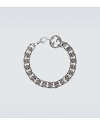Gucci Logo-detailed Burnished Sterling Silver Bracelet - Metallic