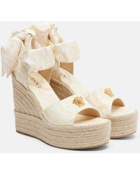 Versace - 120 Leather Platform Espadrille Wedges - Lyst