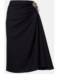 Dries Van Noten - Embellished Draped Wool Midi Skirt - Lyst