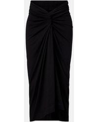 Dries Van Noten - Gathered Cotton Jersey Midi Skirt - Lyst