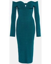 Galvan London - Grace Off-the-shoulder Sweetheart-neck Knitted Midi Dress - Lyst