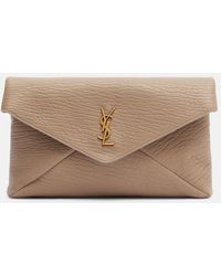 Saint Laurent - Cassandre Large Leather Clutch - Lyst