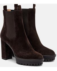 Gianvito Rossi - Barry Suede Platform Ankle Boots - Lyst