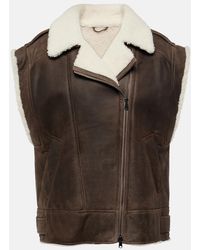 Brunello Cucinelli - Shearling-Lined Leather Vest - Lyst