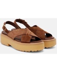 Prada - Sandales A Plateforme En Daim - Lyst