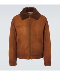 Prada - Shearling-Trimmed Suede Jacket - Lyst