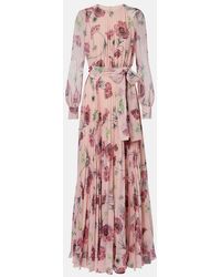 Erdem - Floral Pleated Voile Gown - Lyst