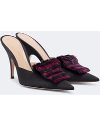 Gianvito Rossi - Feather-Trimmed Satin Mules - Lyst