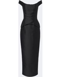 Solace London - Pieta Off-Shoulder Peplum Satin Gown - Lyst