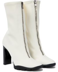Alexander McQueen Slim Tread Zipped Scuba Sock Boots - White