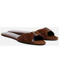 Saint Laurent - Cassandre Suede Slides - Lyst