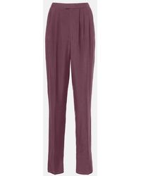 Saint Laurent - Pleated Silk Straight Pants - Lyst