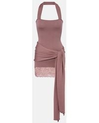 AYA MUSE - Lace-Trimmed Halterneck Silk And Cotton Minidress - Lyst