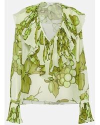 Etro - Printed Ruffle-Embellished Top - Lyst