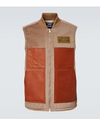 Junya Watanabe - Leather-Trimmed Cotton And Wool Vest - Lyst
