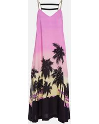 Palm Angels - Printed Midi Dress - Lyst