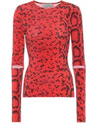 Preen By Thornton Bregazzi Bow Snake-print Stretch-jersey Top - Red