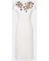 Oscar de la Renta - Floral-Applique Wool-Blend Cocktail Dress - Lyst