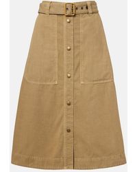 Moncler - Belted Denim Midi Skirt - Lyst