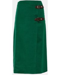 Loro Piana - Linen And Wool Midi Skirt - Lyst