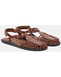 Miu Miu - Leather-Trimmed Sandals - Lyst