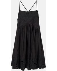 Juliet Dunn - Embroidered Cotton Poplin Minidress - Lyst