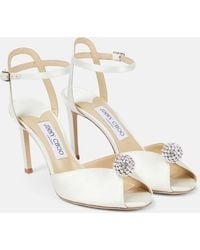Jimmy Choo - Sandalen Sacora 85 Aus Satin Mit Kristallen - Lyst