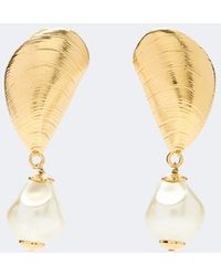 Oscar de la Renta - Mussel Embellished Clip-On Drop Earrings - Lyst