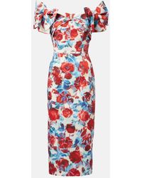 Rebecca Vallance - Robe Midi Fleurette En Taffetas A Fleurs - Lyst