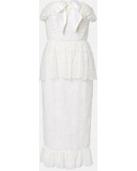Alessandra Rich - Lace And Silk Georgette Bustier Dress - Lyst