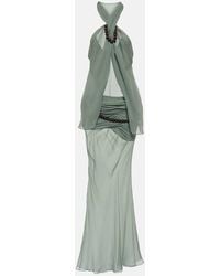 Christopher Esber - Beaded Draped Silk Maxi Dress - Lyst