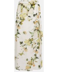 Erdem - Floral Linen Maxi Skirt - Lyst