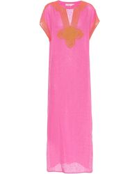 Tory Burch Bestickter Kaftan aus Leinen - Pink