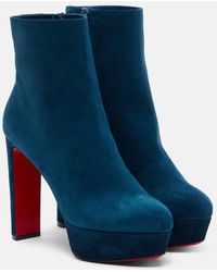 Christian Louboutin - Loo Booty 130 Suede Platform Ankle Boots - Lyst
