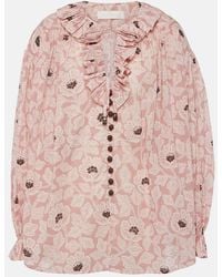 Zimmermann - Ottie Ruffled Floral Cotton Top - Lyst